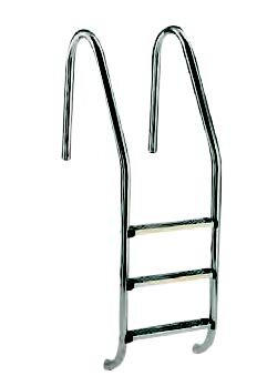 Einbauleiter Edelstahl V4A Deluxe 3-, 4- oder 5- stufig weiter Holm 650 mm Schwimmbad Leiter