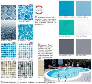 MTH Schwimmbadfolie Achtformbecken Höhe 1,35 m...