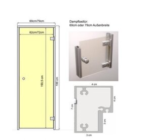 Dampfbadtür Classik 79 cm x 199 cm milchglas