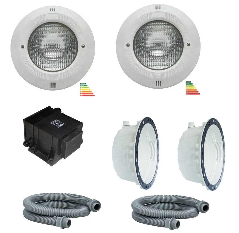 Swim-Tec Premium LED Lichtset 2 x 12 V 140 W weiß inkl. Trafo 150 W
