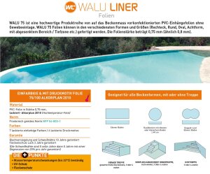 WALU 75 Schwimmbadfolie gemustert Maßkonfektion Preis pro m² Eckradius 5 cm