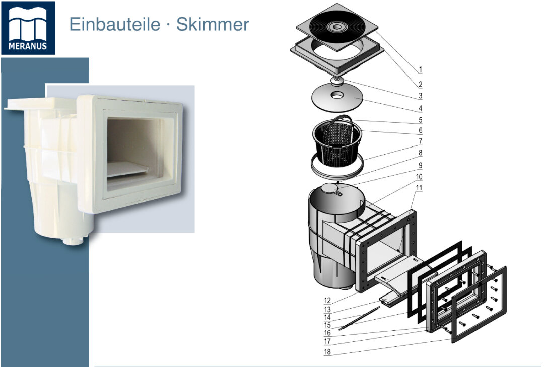Swim-Tec Flansch 295 mm x 225 mm für Meranus Skimmer Teil Nr. 16