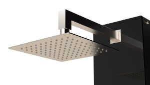 IDEAL Dusche Kuba mit Glasfront Kalt- & Warmwasser mit WPC Holzimitat