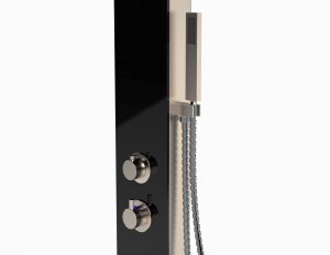 IDEAL Dusche Kuba mit Glasfront Kalt- & Warmwasser mit WPC Holzimitat