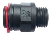 Schlauchnippel schwarz, ¼" AG mit Steckverbindung für Kombidurchflusszelle