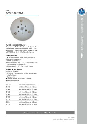WDT Deckenelement PVC weiss d800mm 2cm mit Licht