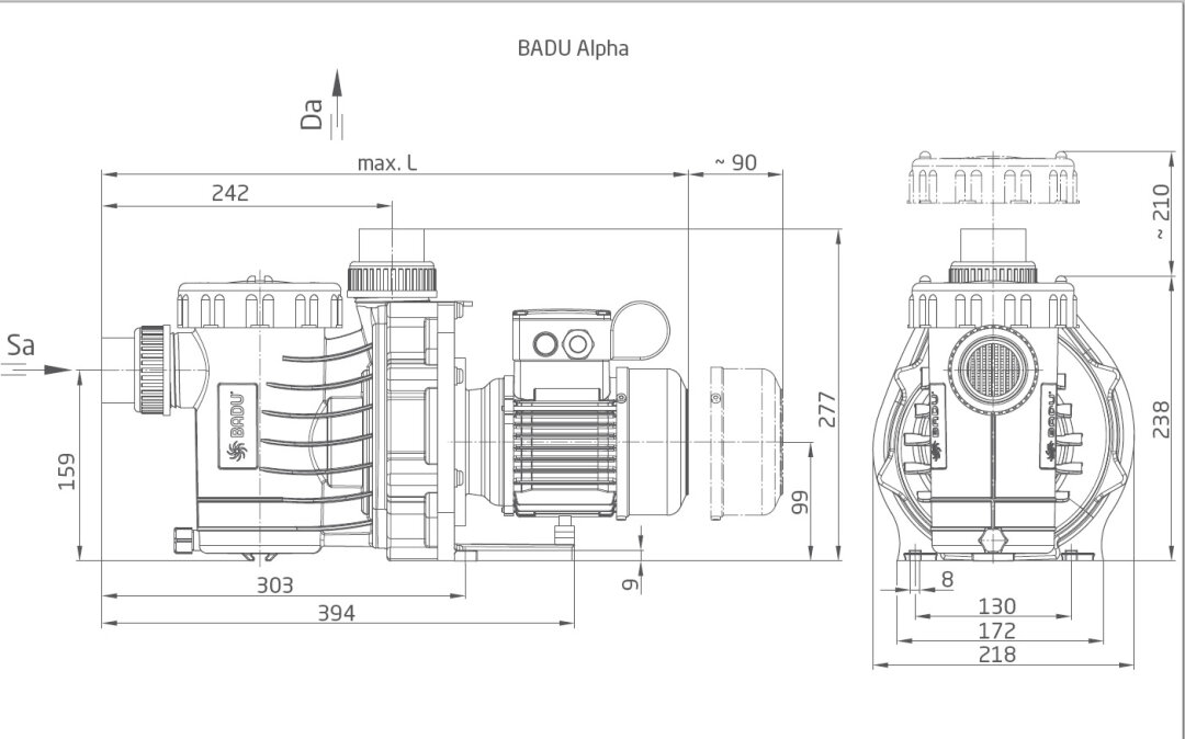 Maßzeichnung Speck BADU Alpha 10