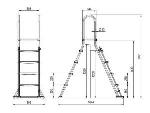Schwimmbad Sicherheitsleiter nach DIN EN 16582-1 V2A
