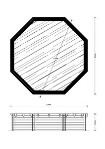 Interline Holzpool Bali 8-Eck 6,55 x 1,36 m inkl. Eco Sandfilterset 8 m3