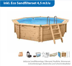 Interline Holzpool Bali 8-Eck 4,40 x 1,16 m inkl. Eco...