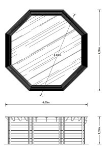 Interline Holzpool Bali 8-Eck 4,40 x 1,16 m inkl. Eco...
