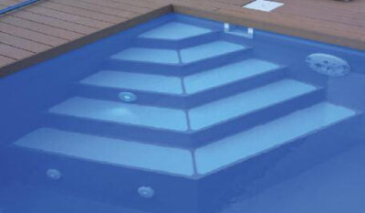 Schwimmbad Polystyrol Einbau Eckreppe Prisma