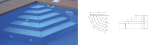 Schwimmbad Polystyrol Einbau Eckreppe Prisma