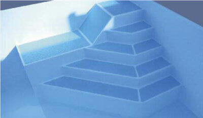 Schwimmbad Polystyrol Einbau Ecktreppe ERGO mit Sitz-/Liegefläche