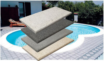 Aktion Beckenrandstein Naturstein Kiruna 8-Förmiges Komplettset 3,2m x 5,25m Granit Soft Sand