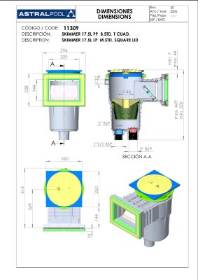 Astral Skimmer Oberflächenabsauger für Folienbecken Typ 17.5 265 mm in Anthrazit