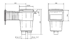 Astral Skimmer Anthrazit Oberflächenabsauger für Folienbecken Typ 17.5 365 mm