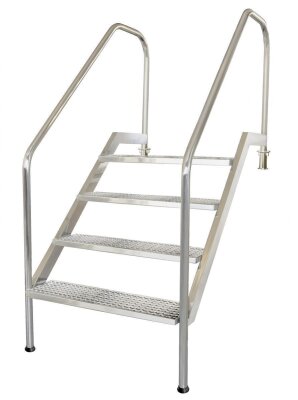 DIN Einbautreppe Edelstahl V4A nach DIN EN 13451-2 öffentlich 5 Stufen Höhe 125 cm