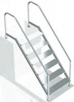 DIN Einbautreppe Edelstahl V4A nach DIN EN 13451-2 öffentlich 5 Stufen Höhe 125 cm