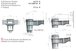 Astral Slim-/Flachskimmer Typ 17,5 grau für Folien & Fertigbecken