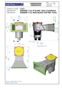 Astral Breitmaulskimmer Grau Oberflächenabsauger für Folienbecken Typ 17.5 435 mm
