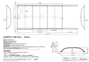 Alukov Schwimmbadüberdachung Azure Flat Typ 2 - 4,18x7,62x0,80m Seiteneinstieg Links