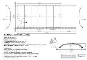 Alukov Schwimmbadüberdachung Azure Flat Typ 2 - 4,18x7,62x0,80m Seiteneinstieg Rechts