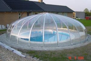 Vöroka Schwimmbad Überdachung RUNDHALLE 4 mm Klarglas