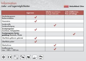 Geyger Granit Beckenrandstein Anthrazit geflammt Sonderanfertigung Treppe invers