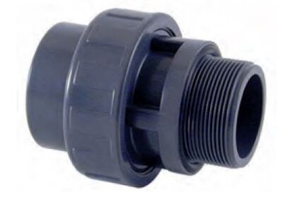 PVC Verschraubung mit O-Ring 50 mm x 1 1/2" mit Klebemuffe und AG