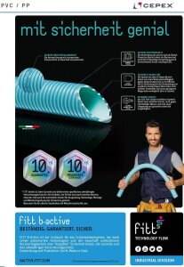 Fitt b-active PVC-Hart-Schlauch 25 m Rolle Ø 63 mm