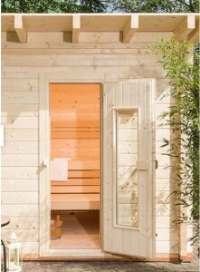 Saunatop Außensauna Achat mit Pultdach 68 mm