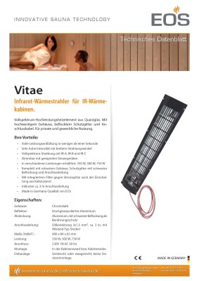 EOS Vitae Infrarot Strahlerset 1700 W inkl. Verkabelung
