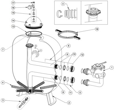 Pentair Triton / Triton II  Entleerungsventil + SRS-Kessel