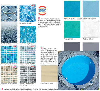 MTH Schwimmbadfolie Blau Rundbecken Stärke 0,8mm Höhe 1,35 m