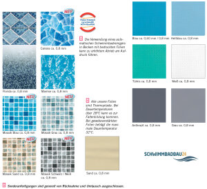 MTH Schwimmbadfolie Blau Rundbecken Stärke 0,8mm Höhe 1,35 m