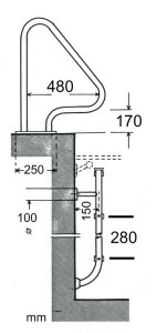 Einbauleiter Edelstahl V2A Standard 3-stufig geteilte Ausführung 1,2 m Schwimmbad Leiter