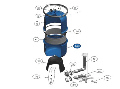 Filterkessel Unterteil für Filteranlage HP 350