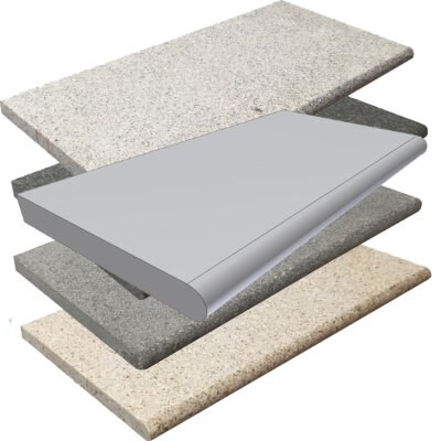 Beckenrandstein Naturstein Kiruna Gerade 600x300x30 mm Granit Mountain Grey