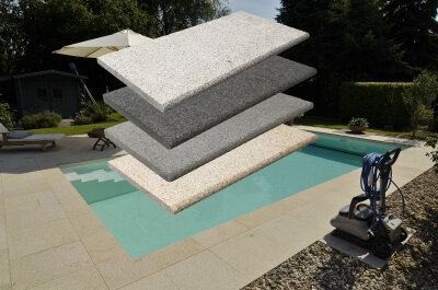 Beckenrandstein Naturstein Kiruna Rechteckiges Komplettset 3,0 m x 6,0 m Diamond Grey