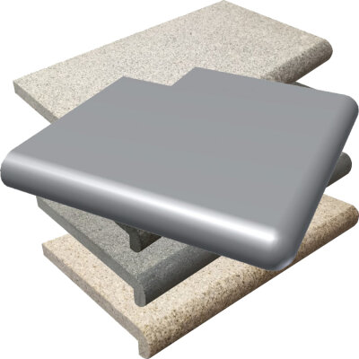 Beckenrandstein Granit Napoli Außenecke 90° vorne Nasenstein