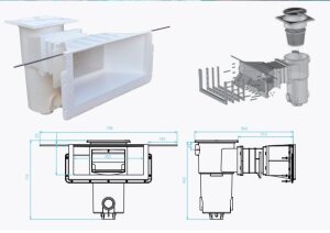 High Level Skimmer Kunststoff Weiß für Folien-/Betonbecken