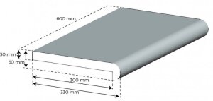 Beckenrandstein Granit Napoli Innenecke Radius vorne 140 mm Nasenstein