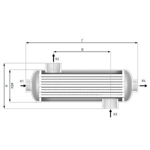 Astral Titan Wärmetauscher für Salzwasserbecken Leistung 20 kW Heizung-Vorlauf 90°C 60°C 45°C