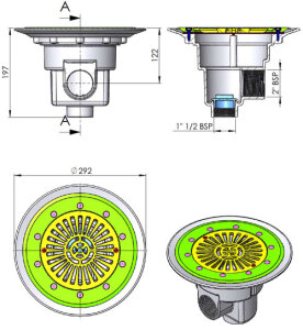Astral Bodenablauf Ø 290 mm für Betonbecken ohne Folie komplett Entwässerung möglich