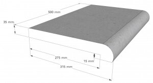 Beckenrandstein Nevada L-Stein Gerade 500 mm x 300 mm x 35 mm Off-Weiß