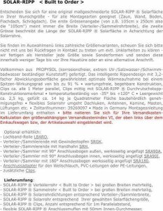 SOLAR-RIPP ® BTO 070 cm x Länge nach Auswahl Built to Order