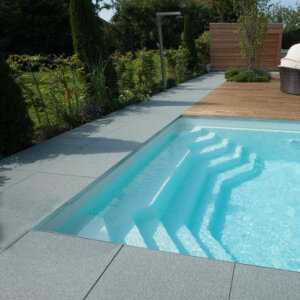 Beckenrandstein Granit L-Stein Natur Sydney Rechteckiges Pool-Komplettset