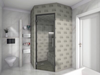 LUX ELEMENTS® Spa-Dusche fünfeckige Grundform 1400 x 1400 x 2200 mm