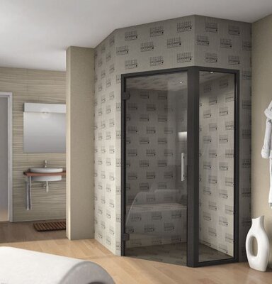 LUX ELEMENTS® Spa-Dusche fünfeckige Grundform 1400 x 1400 x 2200 mm mit Glasfront